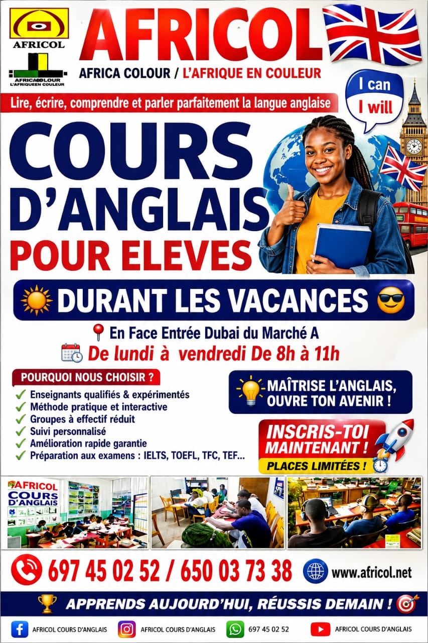 🚀 COURS D’ANGLAIS POUR ÉLÈVES AVEC AFRICOL — JUSQU’AU 30 AOÛT 2026 ! 🇬🇧📚
